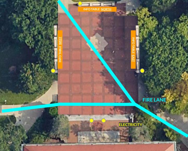 DIAG aerial diagram with firelane, electrical, and info table markers