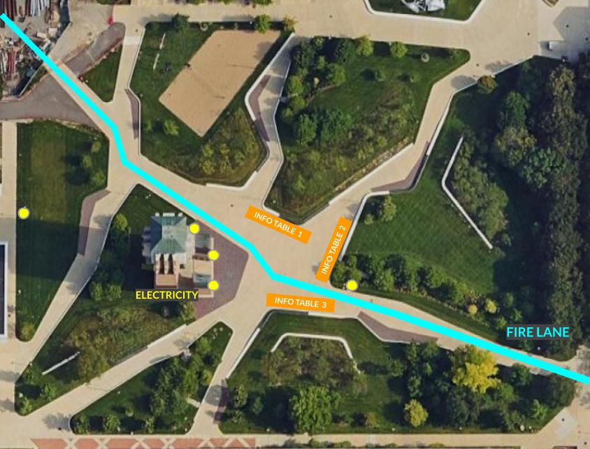 GROVE aerial diagram with electrical, firelane, and info table markers