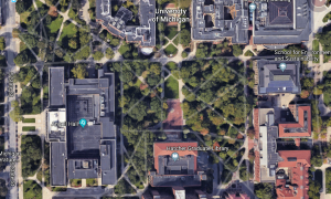 Diag and central campus aerial view