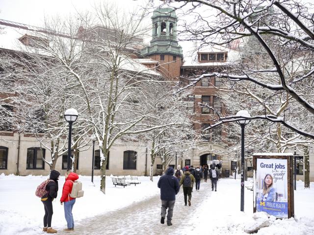 Students in the winter